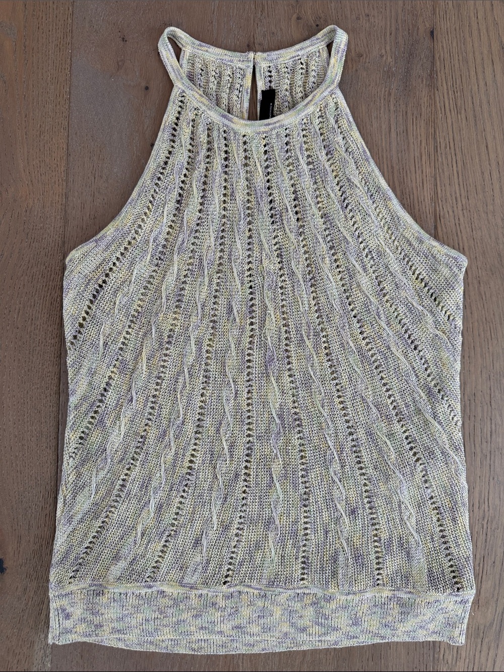 White House Black Market Pastel Green and Lavender Cable Knit Halter Tank